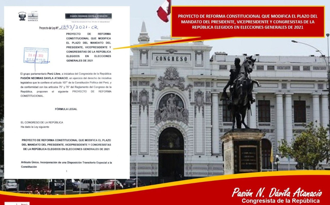 Congresistas de Perú Libre presentan proyecto de ley para recortar mandato  presidencial